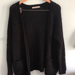 black open knit cardigan